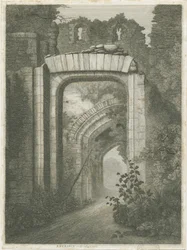 Dudley Castle - Der Eingang: Radierung