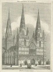 Lichfield Cathedral - Westfassade: Holzschnitt, undatiert [?19. Jahrhundert]