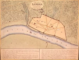 Karte von London in sächsischer Zeit, ca. 900-950 n. Chr. (Gravur)