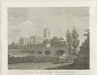 Penkridge Stadt - Kirche und Brücke: Gravur