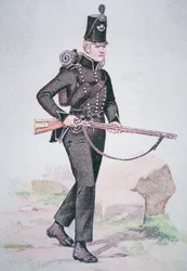 Soldat der 95. Gewehre, ca. 1810, bewaffnet mit dem Baker-Gewehr, entworfen von Ezekiel Baker aus London