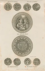 Tutbury - Platte mittelalterlicher Münzen: Gravur, nd [ca. 1832] (Druck)