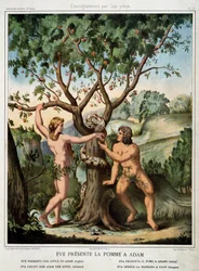 Eva reicht Adam den Apfel