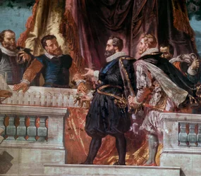 Präsentation der Pläne eines Flügels des Louvre an König Heinrich IV.