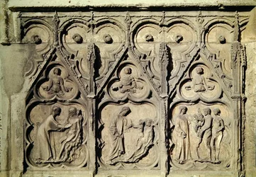 Die Geschichte von Adam und Eva, vom Nordportal der Hauptfassade