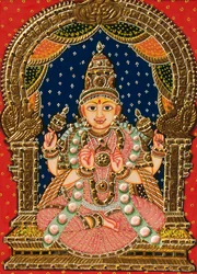 Prägemalerei der Göttin Saraswati, Tanjore-Malerei