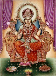 Göttin Lakshmi Miniaturmalerei auf Elfenbein