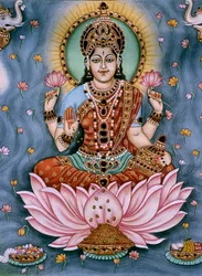 Göttin Lakshmi Miniaturmalerei auf Papier