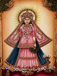 Göttin Radha Miniaturmalerei auf Elfenbein