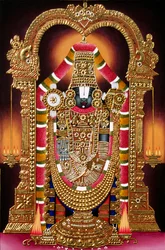 Lord Thirupati Balaji Miniaturmalerei auf Papier mit Goldprägung