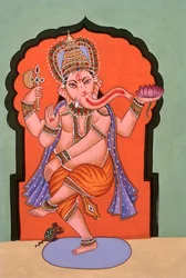 Miniaturmalerei Elefantenköpfiger Gott Ganesh Ganpati