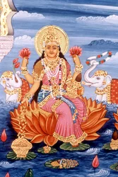 Miniaturmalerei der Göttin Laxmi, Indien