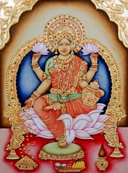 Miniaturmalerei der Göttin Laxmi, Indien