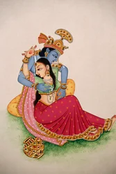 Miniaturmalerei auf Papier Radha Krishna
