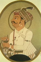 Gemälde von Rao Bikhaji Herrscher, Bikaner, Rajasthan, Indien