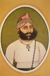 Porträt von Maharaja Fateh Singh, Udaipur, Rajasthan, Indien