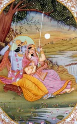 Radha Krishna Miniaturmalerei, Indien