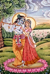 Radha Krishna Miniaturmalerei, Indien