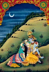 Radha Krishna Miniaturmalerei auf Papier