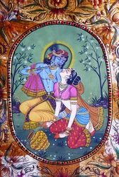 Radha Krishna Miniaturmalerei auf Papier