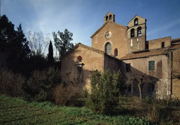 Außenansicht der Kirche von Saint Vincent und Saint Anasthasius der Abtei der Drei Brunnen (Tre-Fontane)
