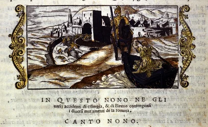 Roland kommt Olympia zu Hilfe. Szene aus dem Rittergedicht „Orlando Furioso“ (Der rasende Roland) von Ludovico Ariosto (1474 - 1533), Gesang IX