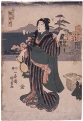 Edo Meisho Uchi: Sumidagawa (Frau mit Kürbis)