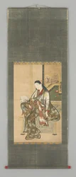 Sitzende Dame mit Fächer