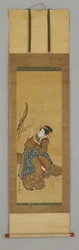 Ukiyoe, Frau auf einer Bank sitzend