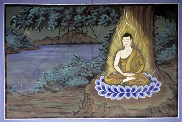 Das Leben des Buddha: Buddha in Meditation - Yongju-Tempel, Region Suwon, Südkorea.
