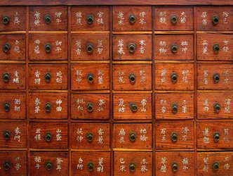 Detail eines hölzernen Medizinschranks, Joseon-Periode, Korea, Kim Chong-hak Sammlung. Fotografie, Seoul National Museum, Republik Korea, 2006
