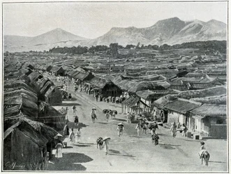 Ansicht der Hauptstraße von Seoul, Hauptstadt von Korea im 19. Jahrhundert