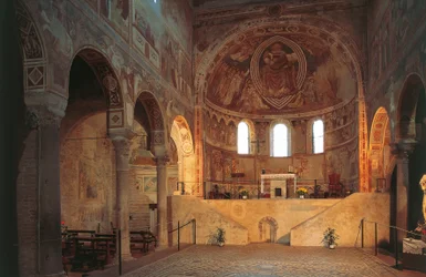 Pomposa-Abtei, Apsis mit Fresken, Emilia-Romagna, Ferrara, Italien