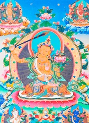 Manjushree, der legendäre Schöpfer des Kathmandu-Tals (Darstellung)