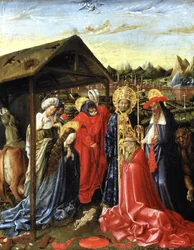 Die Geburt Christi mit SS. Sixtus (?) und Hieronymus und einem Kardinal