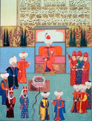 Sultan Orhan I (1281-1360) hält Hof. Miniatur aus dem 