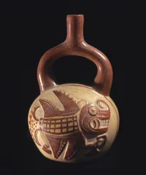 Vase mit Fischdesign, Mochica, 200-800 n. Chr.