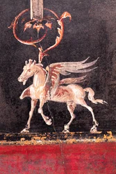 Architektonische Dekoration mit geflügelten Pferden (Pegasi), Herculaneum