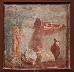 Statue des Dionysos, Ziegenkopf und Früchte, Herculaneum