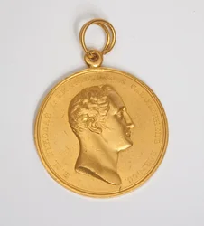 Eine Goldmedaille für Eifer, geprägt mit dem Profil von Nikolaus I., ca. 1825