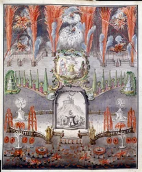 Feuerwerk und Beleuchtung am 17. September 1747 in Gostilitsy (Russland)