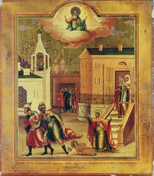 Ikone mit der Ermordung Dmitri Iwanowitschs (1583-91) in Uglitsch