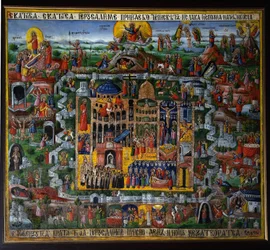 Jerusalem (Israel). Darstellung der Stadt des Heiligen Landes mit den Orten des Lebens Jesu von Nazareth