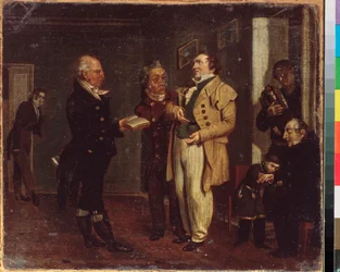 Der Prinz Vasily Khovansky und ein Spaßmacher