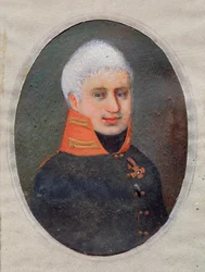 Porträt des Dichters Anton A. Delvig (1798-1831) (in Militäruniform)