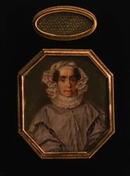 Porträt von Praskovya Mikhailovna Tolstaya (1777-1844), mit einer Haarlocke, ca. 1844