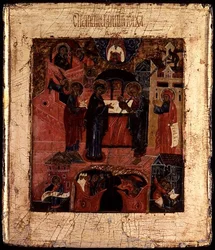 Russische Ikone der Darstellung Christi im Tempel, Ende des 17. Jahrhunderts