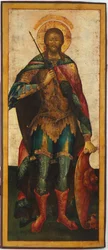 Heiliger Alexander Newski (1220-1263) - Russische Ikone. Tempera auf Holz, zweite Hälfte des 18. Jahrhunderts. Dimension: 142,5x61 cm. Ikonenmuseum Recklinghausen
