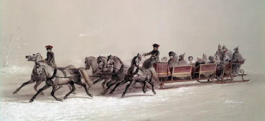 Schlittenfahrt der Familie von Alexander II. Russische Schule