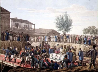 Die Grundsteinlegung des Zollhauses in Mohiloff im Jahr 1820